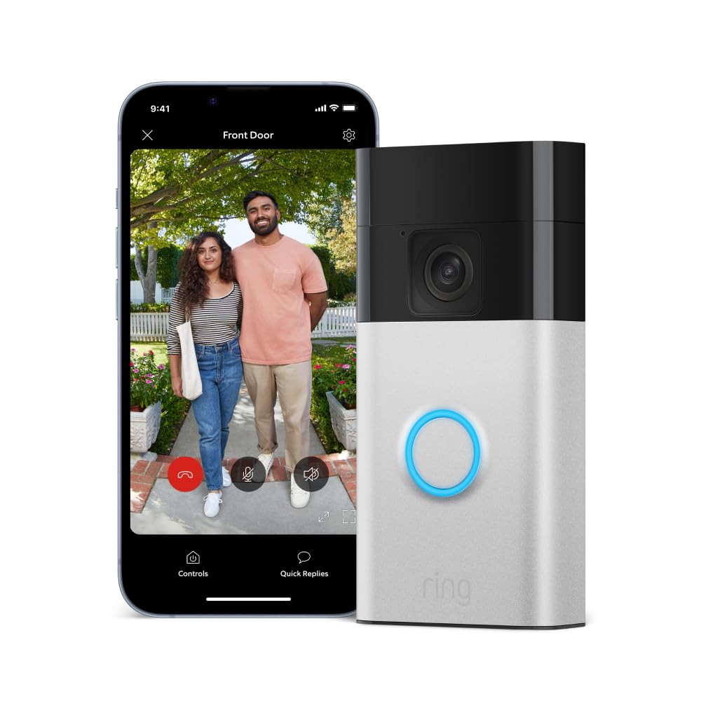 Battery Video Doorbell | DIY Wireless Video Doorbell Camera with Head-To-Toe View, HD Video, with Built-In Battery | Easy to Install (5Min) | 30-Day Free Trial of  Protect Plan