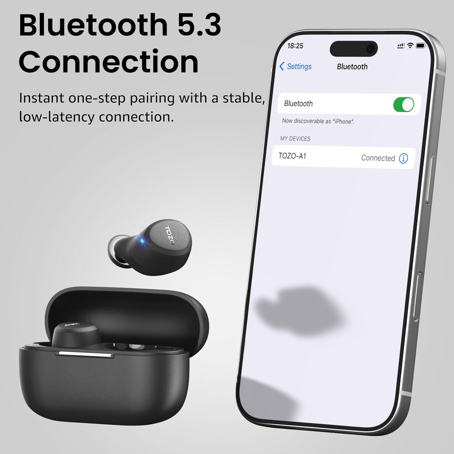 New Version A1 Wireless Earbuds Bluetooth 5.3 Light Weight in Ear IPX5 Waterproof Headphones 2 Mic for AI Calls, Immersive Premium Sound Bass Headset with Charging Case, 32 Preset Eqs via APP