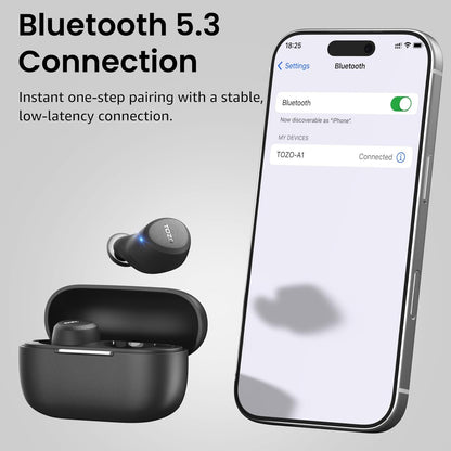 New Version A1 Wireless Earbuds Bluetooth 5.3 Light Weight in Ear IPX5 Waterproof Headphones 2 Mic for AI Calls, Immersive Premium Sound Bass Headset with Charging Case, 32 Preset Eqs via APP