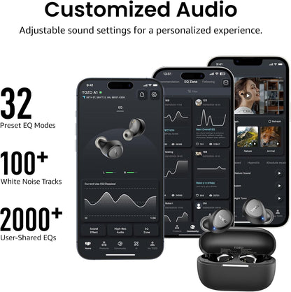 New Version A1 Wireless Earbuds Bluetooth 5.3 Light Weight in Ear IPX5 Waterproof Headphones 2 Mic for AI Calls, Immersive Premium Sound Bass Headset with Charging Case, 32 Preset Eqs via APP