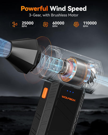 MF50 Electric Air Duster-110000Rpm Super Power Cordless Air Duster, 3-Gear Adjustable Mini Blower with Rechargeable Battery, Dust Blower for Computer, Keyboard, House, Outdoor and Car