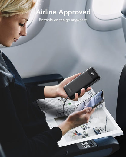 10000Mah Power Bank Built in 4 Cables, Slim USB C Portable Charger, LED Display External Battery Pack with 6 Output and 3 Input, Compatible with Iphone, Samsung, Tablets and More