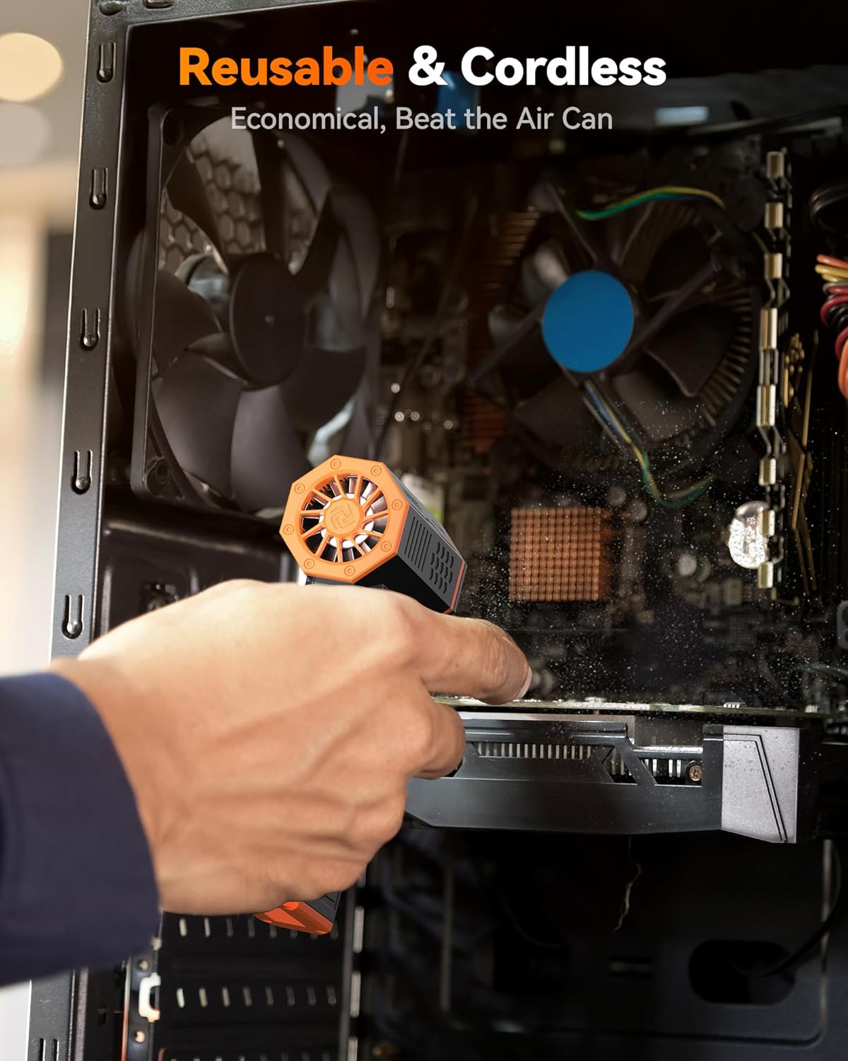 MF50 Electric Air Duster-110000Rpm Super Power Cordless Air Duster, 3-Gear Adjustable Mini Blower with Rechargeable Battery, Dust Blower for Computer, Keyboard, House, Outdoor and Car