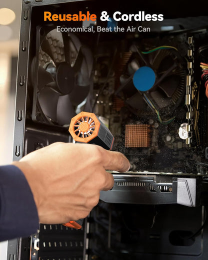 MF50 Electric Air Duster-110000Rpm Super Power Cordless Air Duster, 3-Gear Adjustable Mini Blower with Rechargeable Battery, Dust Blower for Computer, Keyboard, House, Outdoor and Car