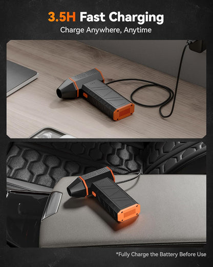 MF50 Electric Air Duster-110000Rpm Super Power Cordless Air Duster, 3-Gear Adjustable Mini Blower with Rechargeable Battery, Dust Blower for Computer, Keyboard, House, Outdoor and Car