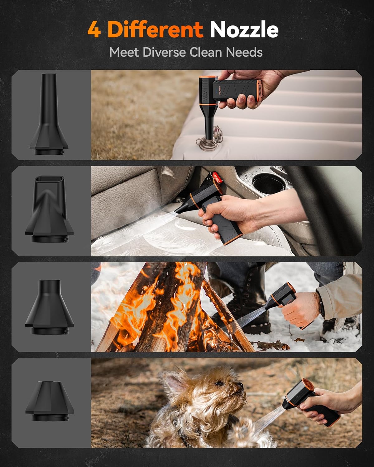 MF50 Electric Air Duster-110000Rpm Super Power Cordless Air Duster, 3-Gear Adjustable Mini Blower with Rechargeable Battery, Dust Blower for Computer, Keyboard, House, Outdoor and Car