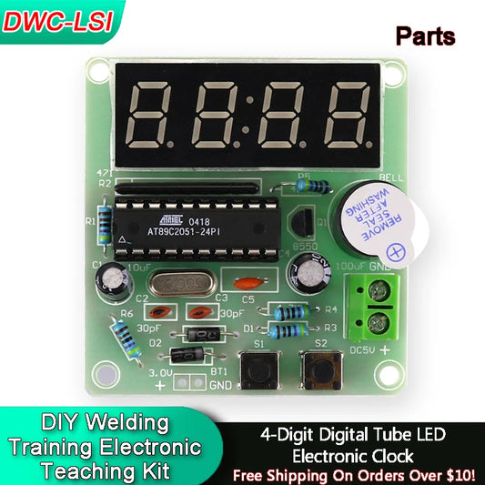 DIY 4-Digit LED Clock Soldering Kit With Microcontroller
