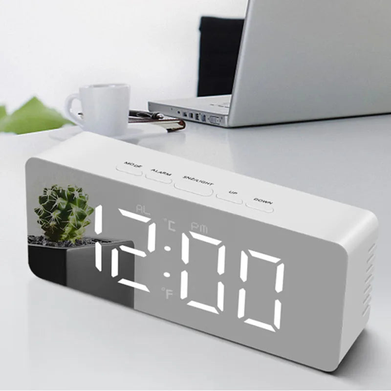 LED Digital Mirror Alarm Clock With Temperature Display
