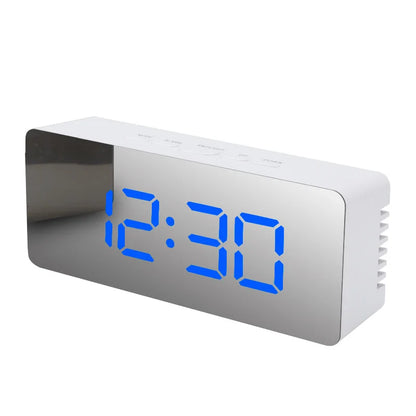 Blue Color LED Digital Mirror Alarm Clock With Temperature Display