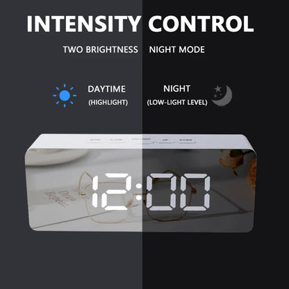 LED Digital Mirror Alarm Clock With Temperature Display