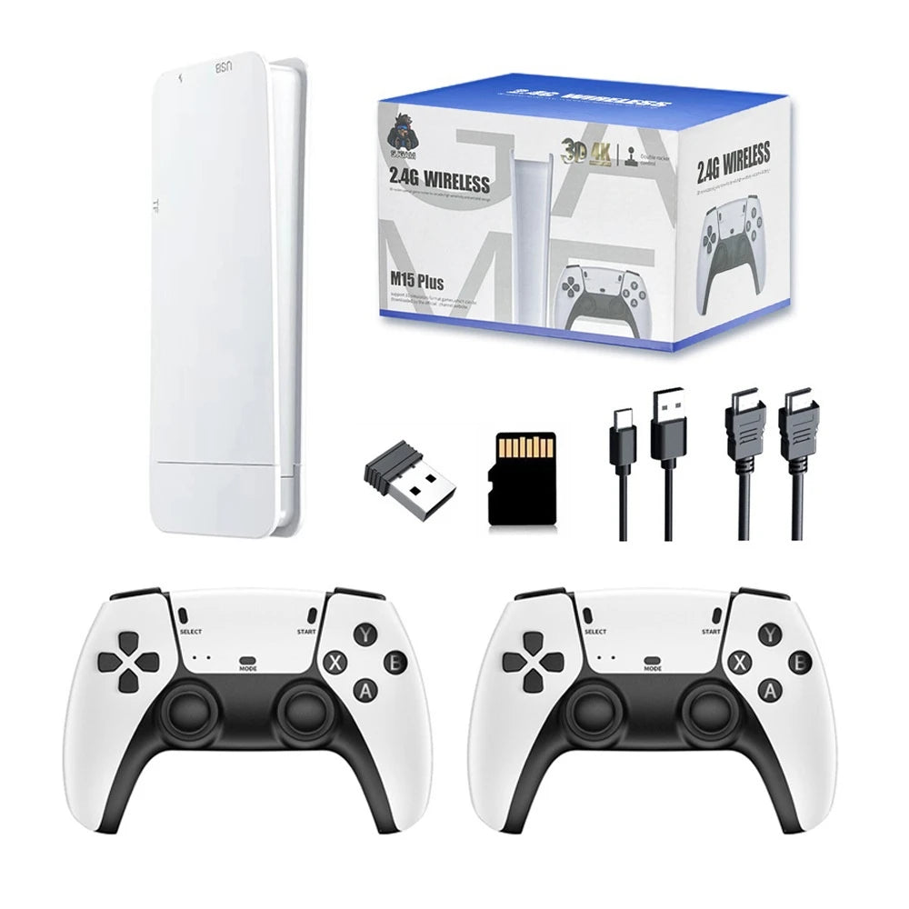 M15 Retro Mini Retro Game Console 2.4G Wireless Dual Controller TV Game Stick 64GB 20000 Classical Games Retro Game Family Gift