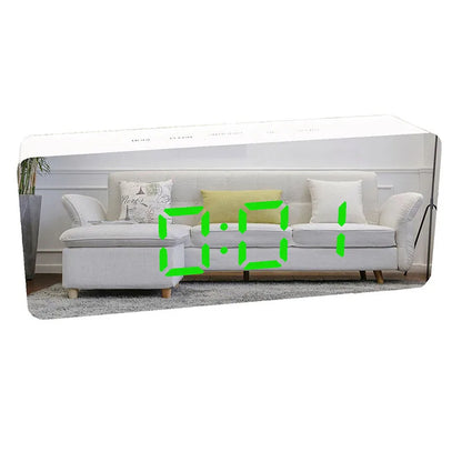 green Color LED Digital Mirror Alarm Clock With Temperature Display
