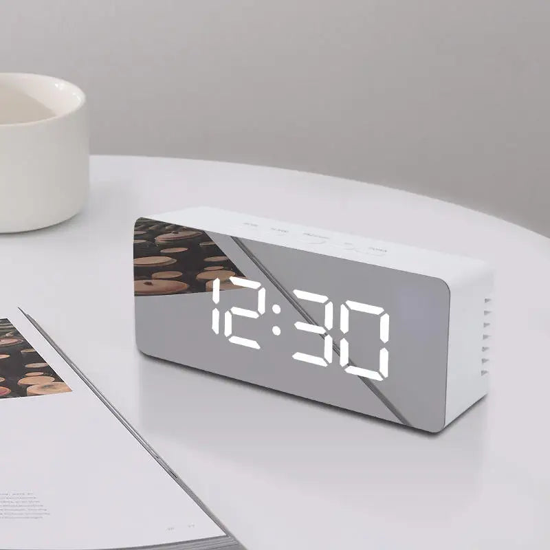 LED Digital Mirror Alarm Clock With Temperature Display