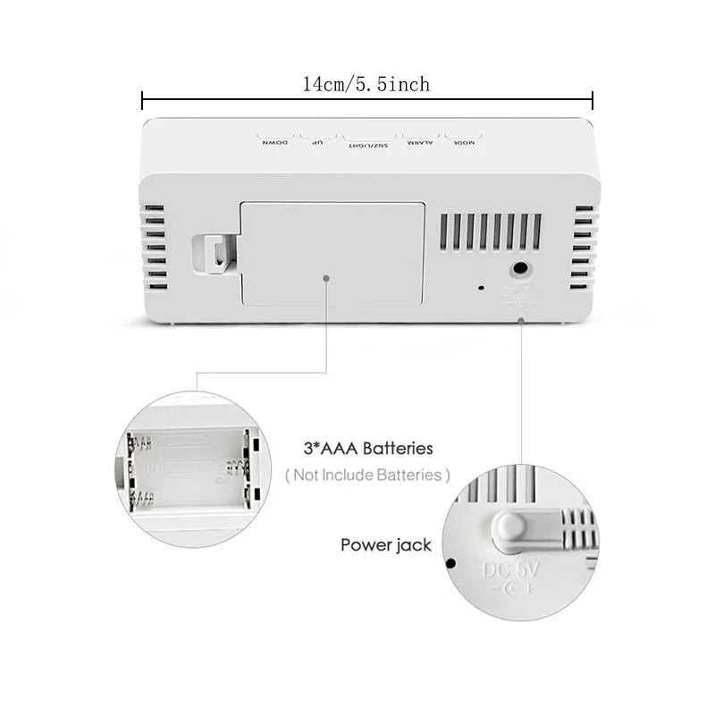 LED Digital Mirror Alarm Clock With Temperature Display